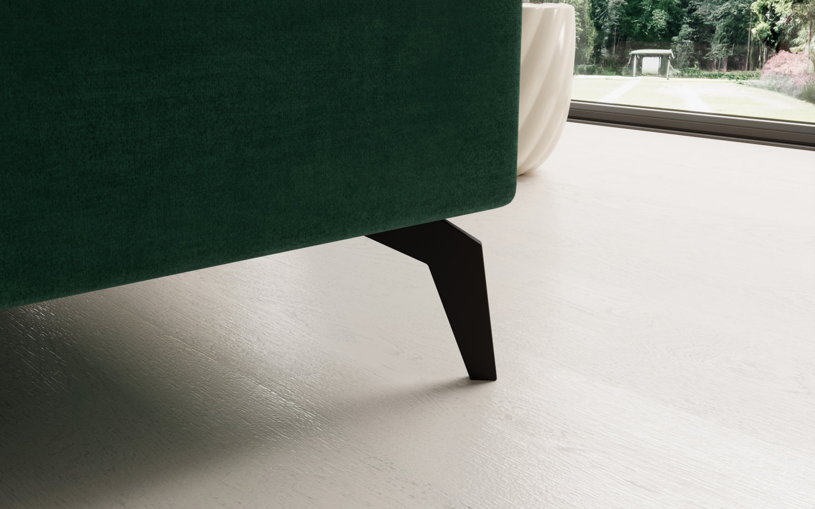 Zielony narożnik Solange Monolith 37 prawostronny to designerski mebel do salonu, który dzięki pikowaniom i miękkim poduszkom tworzy przytulną i stylową strefę wypoczynku.
