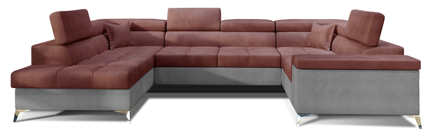 Designerski narożnik Thiago lewy wykonany z tkanin Monolith 63 i Monolith 84 prezentuje minimalistyczną bryłę, regulowane zagłówki oraz komfortowe siedziska. Funkcjonalny narożnik do rodzinnego salonu zapewnia wysoki komfort wypoczynku każdego dnia.