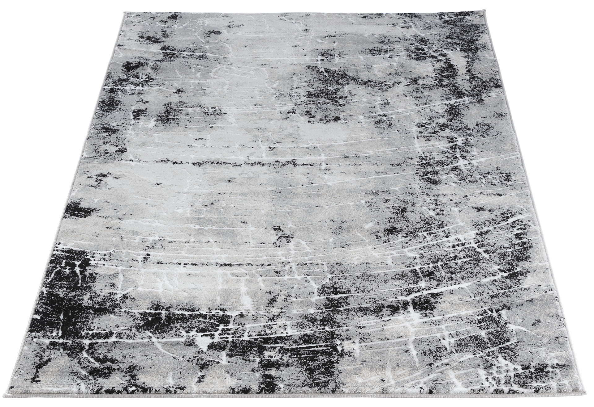 Dywan Bardot Grey 120x180 cm widziany z góry, prezentujący efektowny wzór inspirowany betonową strukturą.