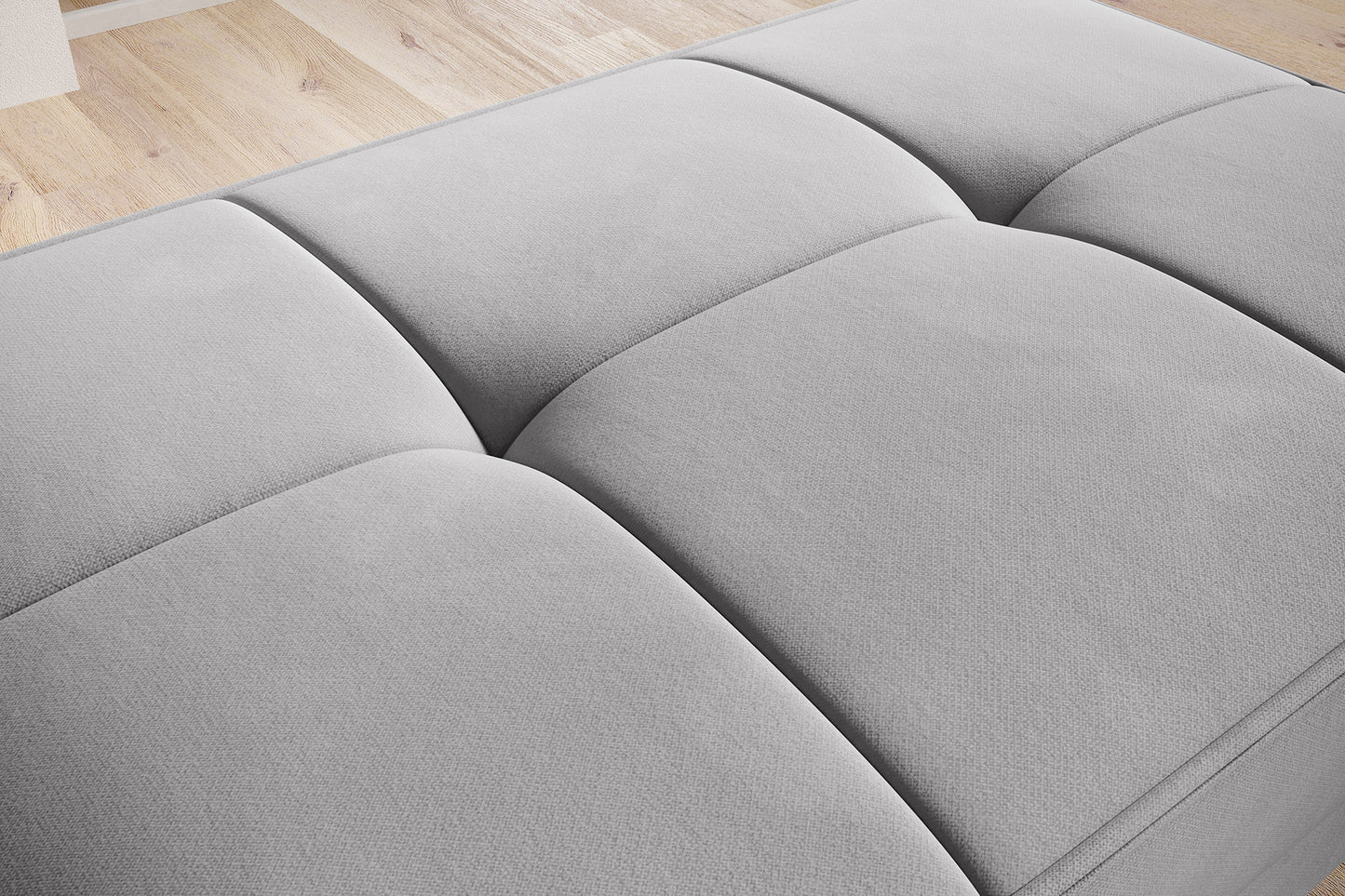 Nowoczesna pufa Bellis Sola 04 łączy minimalistyczny design z funkcjonalnością. Jasnoszara tapicerka i lekka konstrukcja sprawiają, że mebel pasuje do wielu wnętrz.