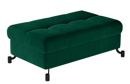 Nowoczesna pufa Lorelle Monolith 37 została osadzona na smukłych metalowych nóżkach. Butelkowa zieleń doskonale komponuje się z eleganckimi aranżacjami wnętrz.