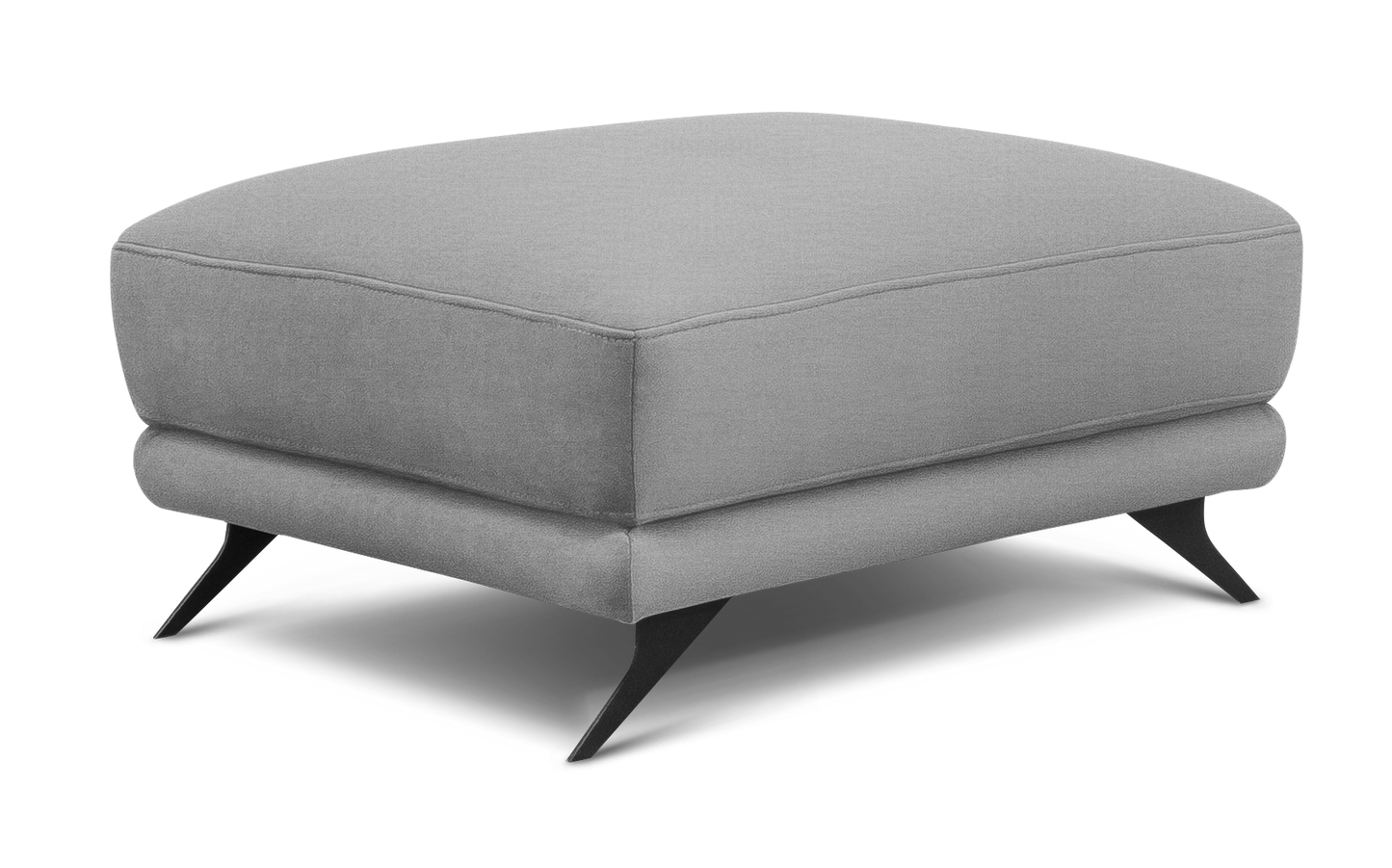 Elegancka pufa Megis Nube 03 w jasnoszarej tkaninie z nowoczesnymi metalowymi nogami. Miękkie wykończenie zapewnia wygodę użytkowania i stylowy wygląd mebla.