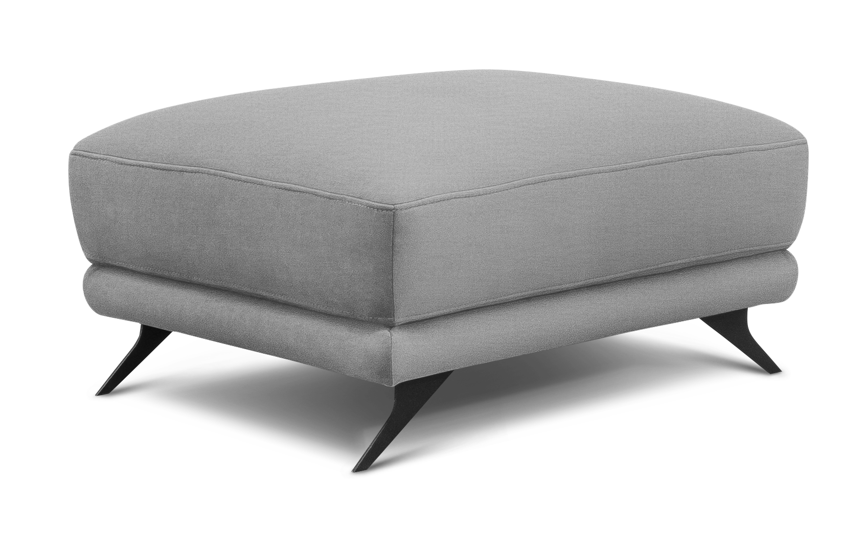 Elegancka pufa Megis Nube 03 w jasnoszarej tkaninie z nowoczesnymi metalowymi nogami. Miękkie wykończenie zapewnia wygodę użytkowania i stylowy wygląd mebla.
