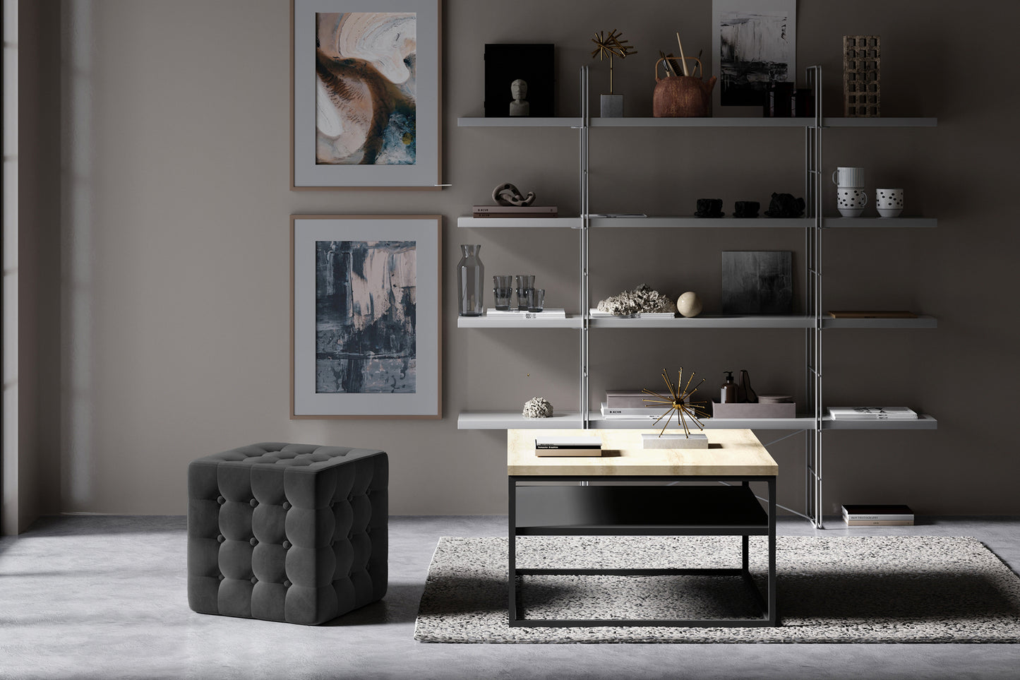 Elegancka pufa pikowana Sofia Monolith 97 w odcieniu ciemnego szarego prezentuje regularny wzór przeszyć. Stylowe detale w postaci obciągniętych materiałem guzików podkreślają jej luksusowy charakter.