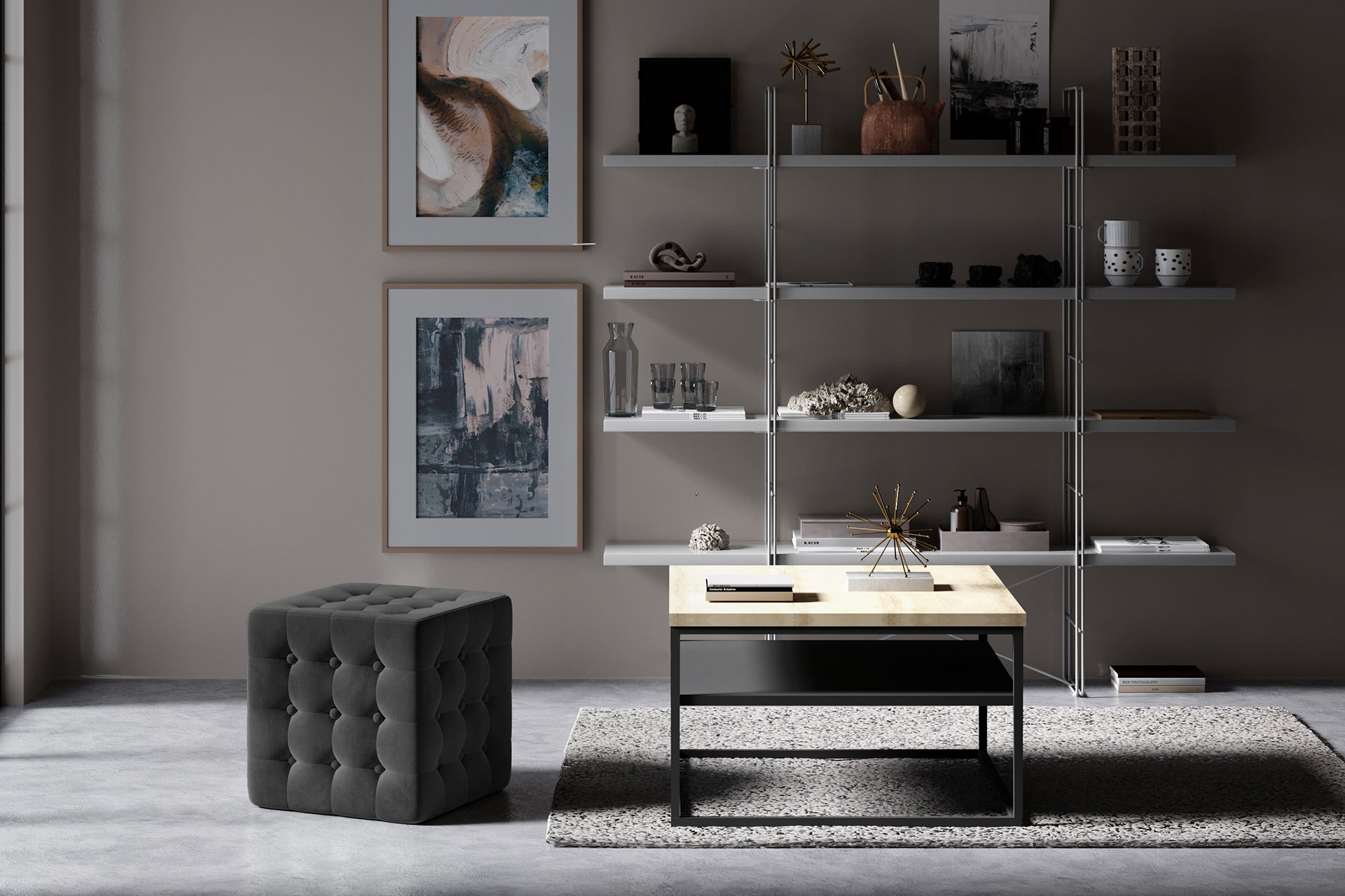 Elegancka pufa pikowana Sofia Monolith 97 w odcieniu ciemnego szarego prezentuje regularny wzór przeszyć. Stylowe detale w postaci obciągniętych materiałem guzików podkreślają jej luksusowy charakter.