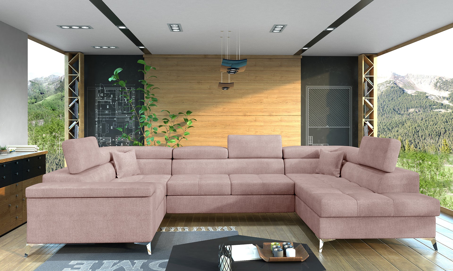Designerski narożnik Thiago prawy wykonany z tkaniny Omega 91 prezentuje minimalistyczną bryłę, regulowane zagłówki oraz komfortowe siedziska. Funkcjonalny narożnik do rodzinnego salonu zapewnia wysoki komfort wypoczynku każdego dnia.