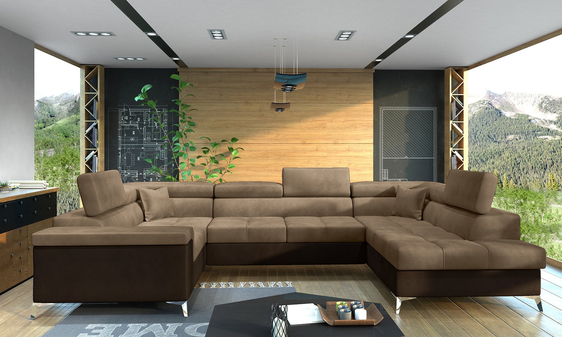 Designerski narożnik Thiago prawy wykonany z tkanin Monolith 09 i Monolith 29 prezentuje minimalistyczną bryłę, regulowane zagłówki oraz komfortowe siedziska. Funkcjonalny narożnik do rodzinnego salonu zapewnia wysoki komfort wypoczynku każdego dnia.