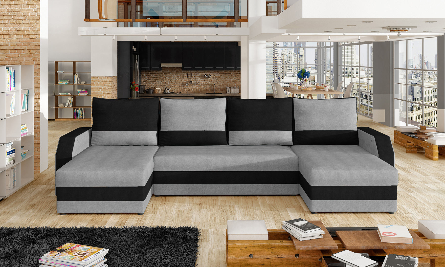 Narożnik Marion w aranżacji salonu – ujęcie z góry, zestawienie Paros 5 i Paros 7