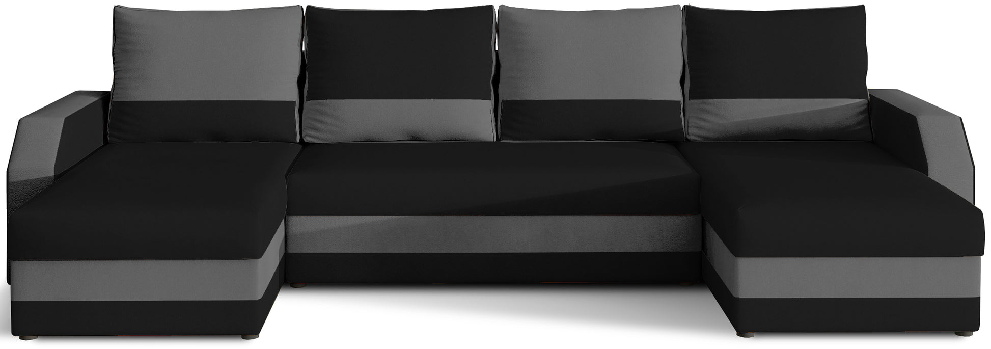 Narożnik uniwersalny Marion – widok z przodu, tkanina Alova04 czarna z elementami Alova 36