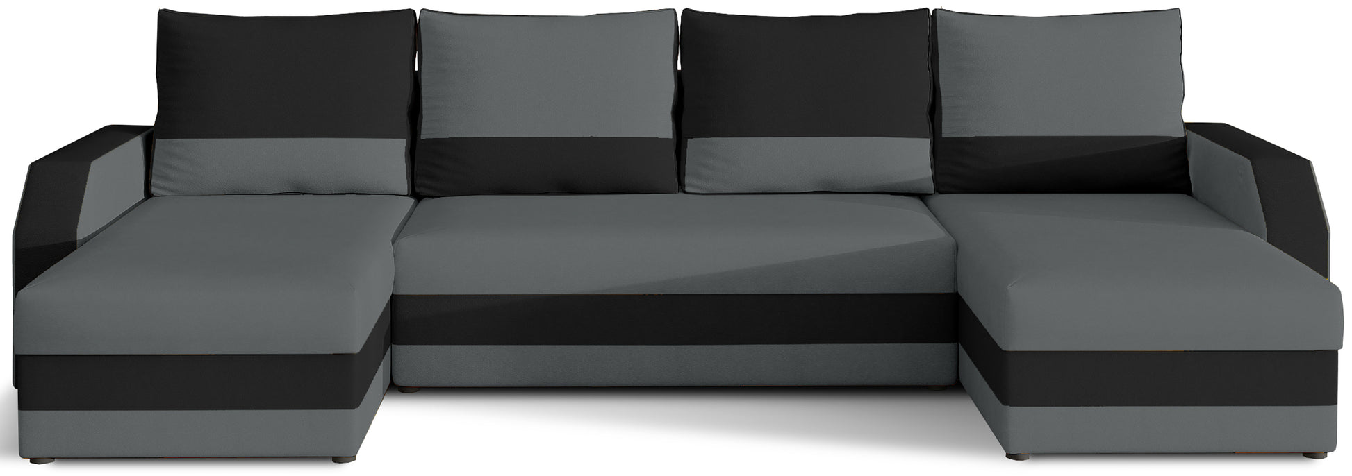 Narożnik uniwersalny Marion – widok z przodu, tkanina Alova10 ciemnoszary z elementami Alova 04