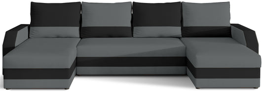 Narożnik uniwersalny Marion – widok z przodu, tkanina Alova10 ciemnoszary z elementami Alova 04