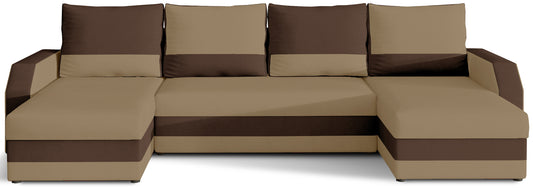 Narożnik uniwersalny Marion – widok z przodu, tkanina Alova66 beżowa z elementami Alova 68