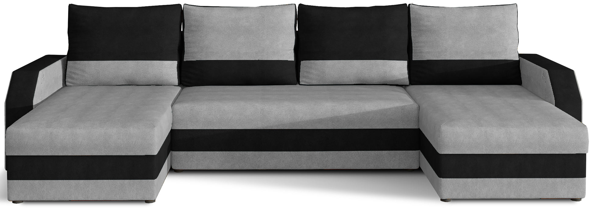 Narożnik uniwersalny Marion – widok z przodu, tkaniny Paros 5 jasnoszary i Paros 7