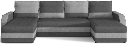 Narożnik uniwersalny Marion – widok z przodu, tkaniny Paros 6 ciemnoszary i Paros 5