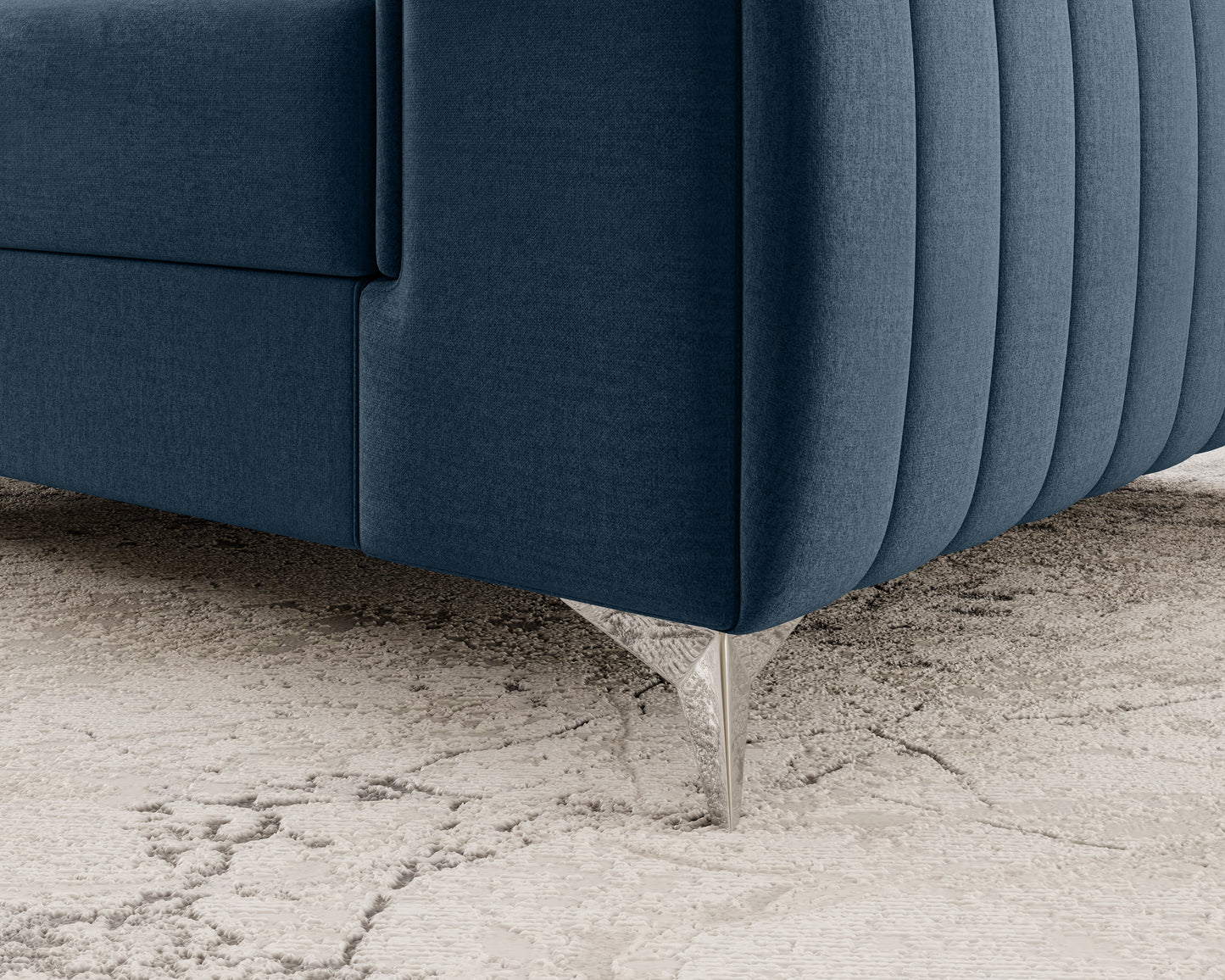 Metalowa noga fotela Laurence Monolith 76 niebieski – detal eleganckiego i nowoczesnego wykończenia.