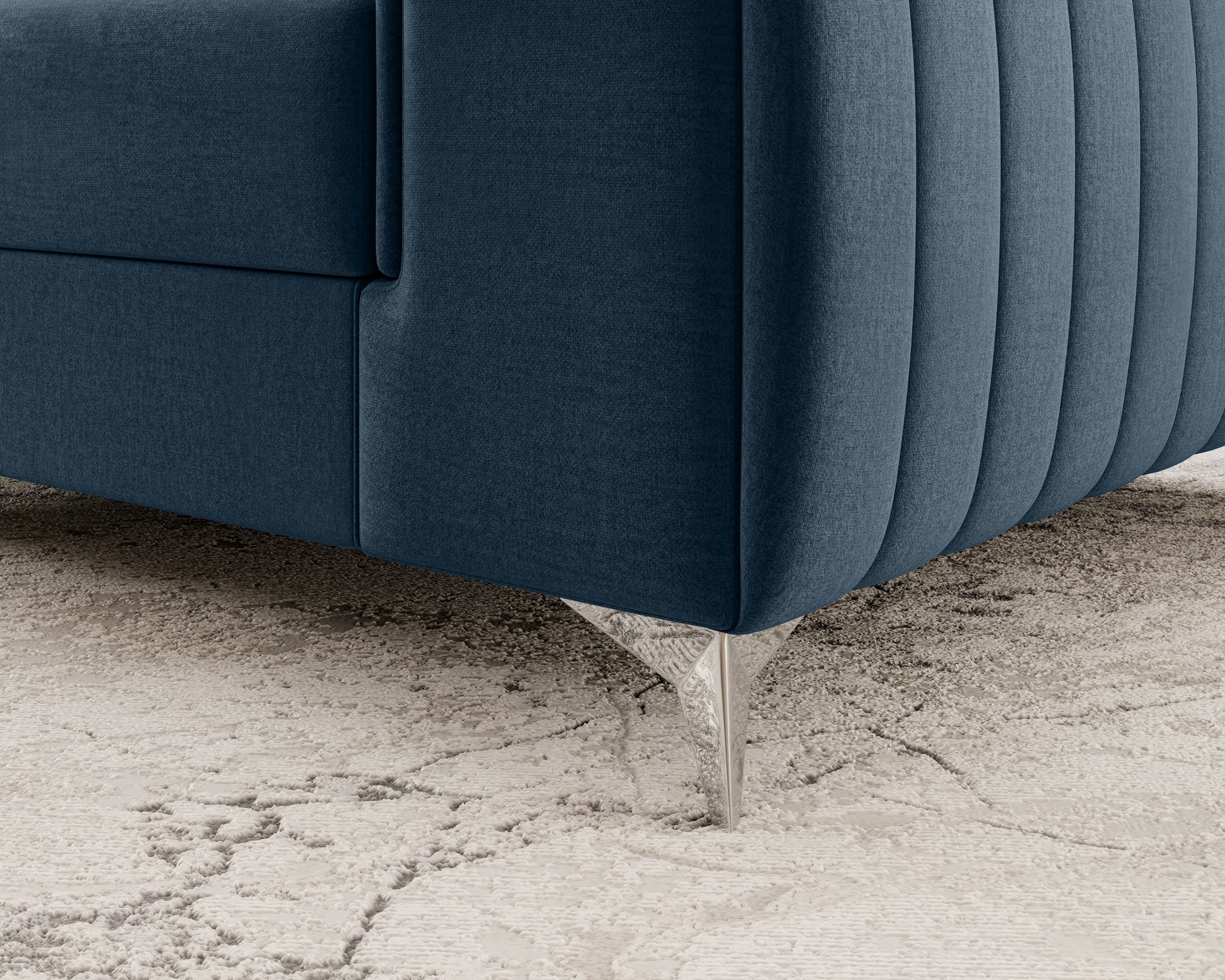 Metalowa noga fotela Laurence Monolith 76 niebieski – detal eleganckiego i nowoczesnego wykończenia.