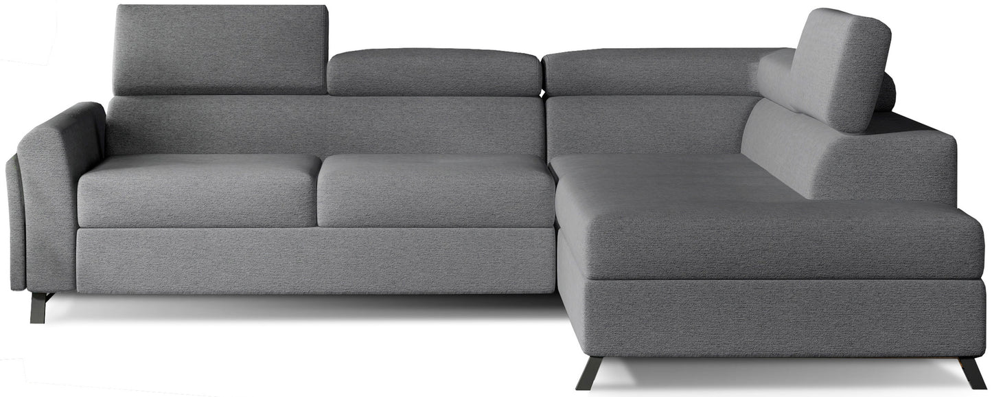 Model Kairos prawy Primo 96 w kolorze ciemnoszarym to stylowa sofa narożna do pokoju dziennego, która łączy prostą formę, praktyczny układ i komfort codziennego wypoczynku.