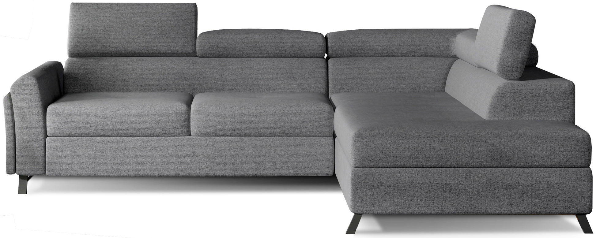 Model Kairos prawy Primo 96 w kolorze ciemnoszarym to stylowa sofa narożna do pokoju dziennego, która łączy prostą formę, praktyczny układ i komfort codziennego wypoczynku.