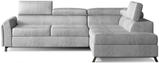 Model Kairos prawy Monolith 84 w kolorze jasnoszarym to wygodna sofa narożna do pokoju dziennego, która łączy subtelną tapicerkę, funkcjonalny układ i nowoczesny wygląd.