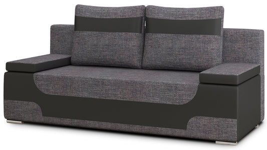 Kanapa rozkładana Area, tkanina Savana 05 ciemnoszary z wstawkami Soft 11 czarny, front, białe tło