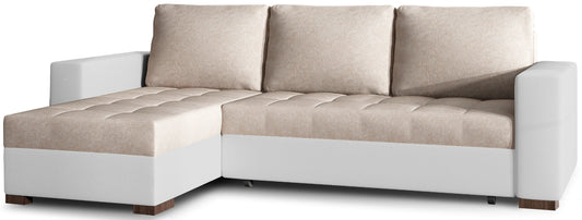 Designerski narożnik Newark Dora 21 Soft 17 z szerokim szezlongiem oraz dekoracyjnymi przeszyciami tworzy wygodną strefę odpoczynku. Nowoczesny narożnik do salonu inspirowanego stylem soft loft i modern classic.
