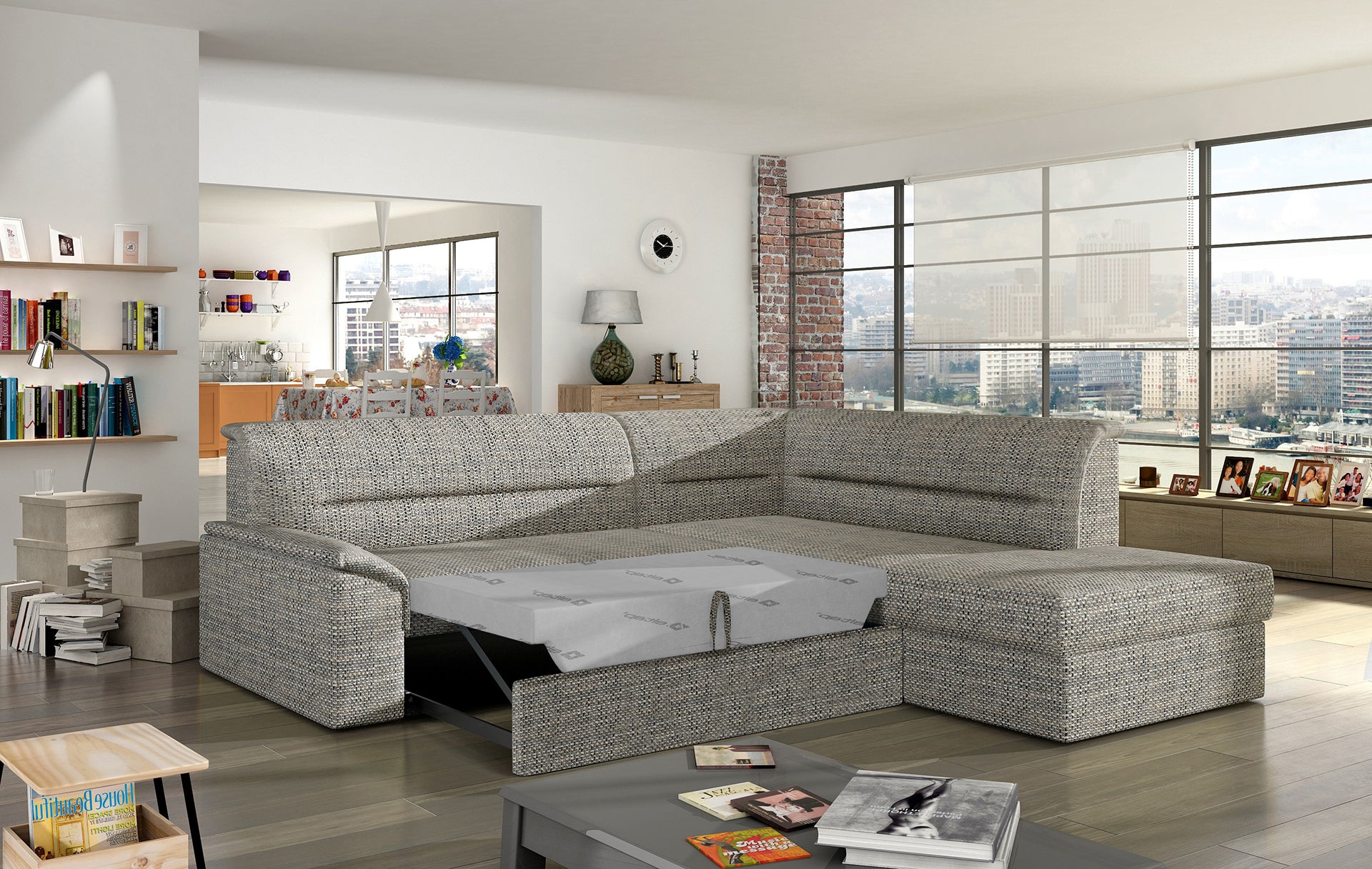 Elegancki narożnik Elano wykonany z tkaniny Berlin 01 prezentuje minimalistyczną formę oraz wygodne szerokie siedziska. Designerski narożnik do rodzinnego salonu podkreśla nowoczesny charakter wnętrza i zapewnia wysoki komfort wypoczynku każdego dnia.