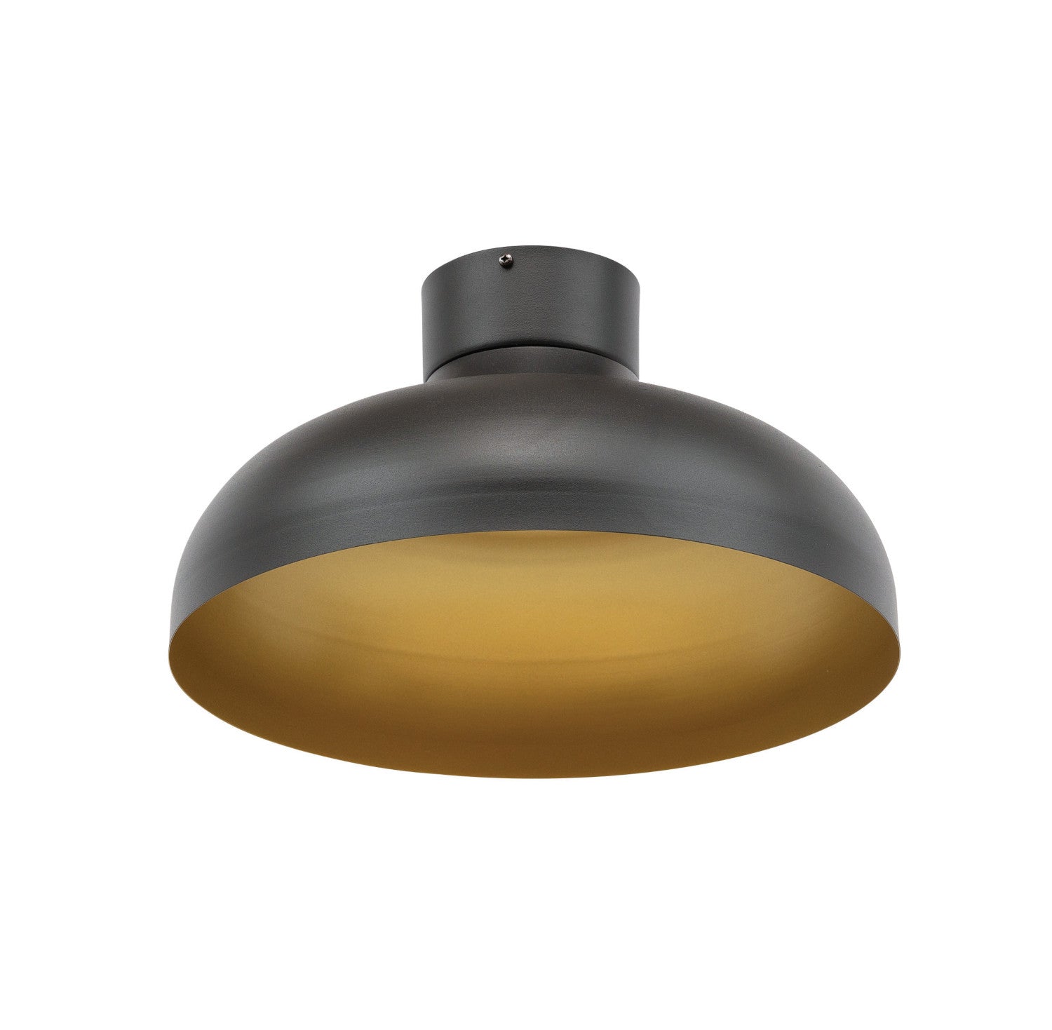 Lampa sufitowa Desolo o średnicy 40 cm w kolorze czarnym ze złotym wnętrzem klosza, widok na białym tle.