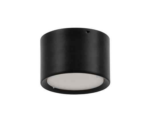 Lampa sufitowa Vallum 1C czarna – okrągła plafoniera w kształcie walca, packshot na białym tle