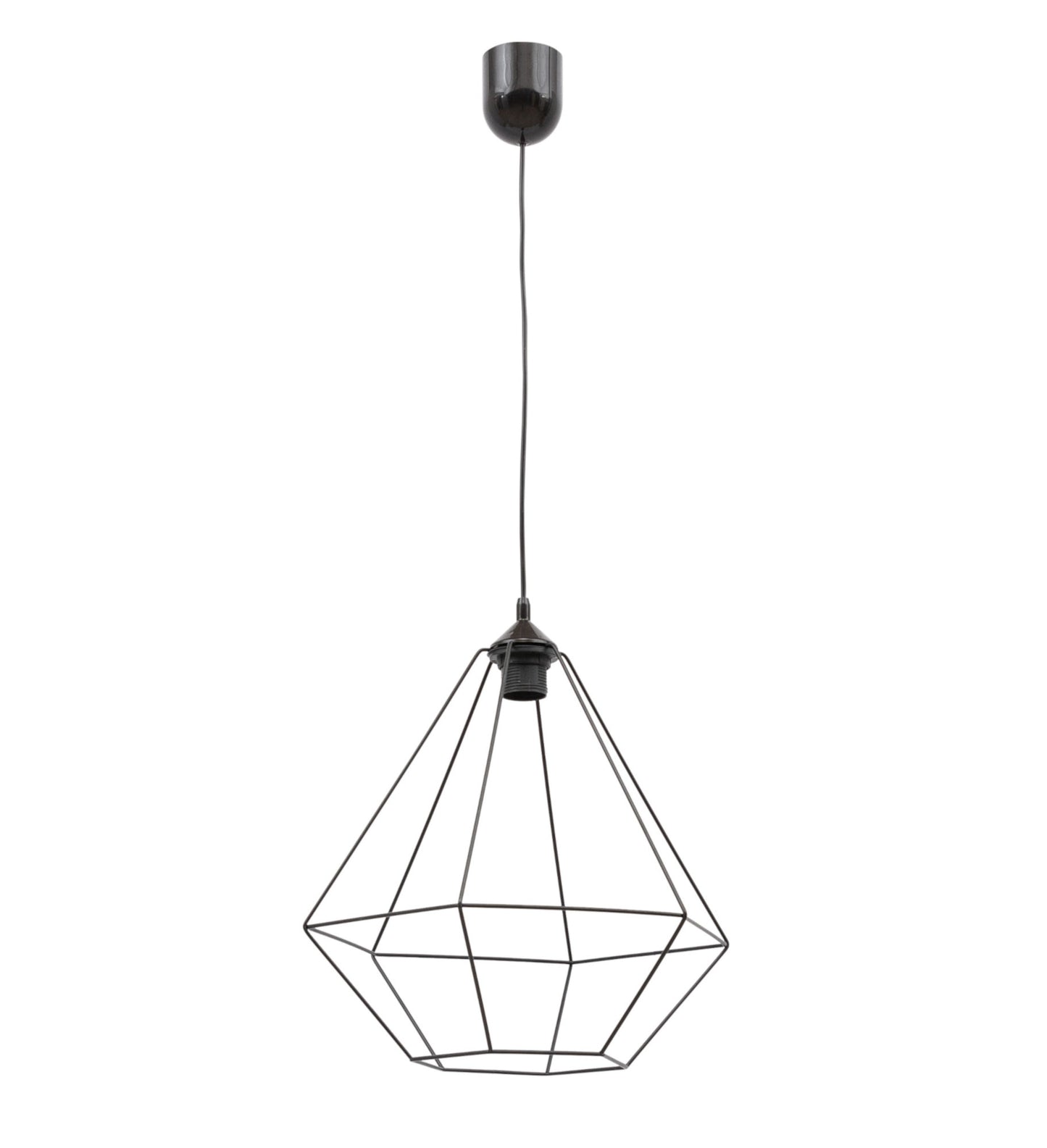 Lampa wisząca Brevitas I 35x90 cm – widok studyjny bez żarówki – minimalistyczna lampa sufitowa z metalowym kloszem w kształcie geometrycznym, w kolorze czarnym.