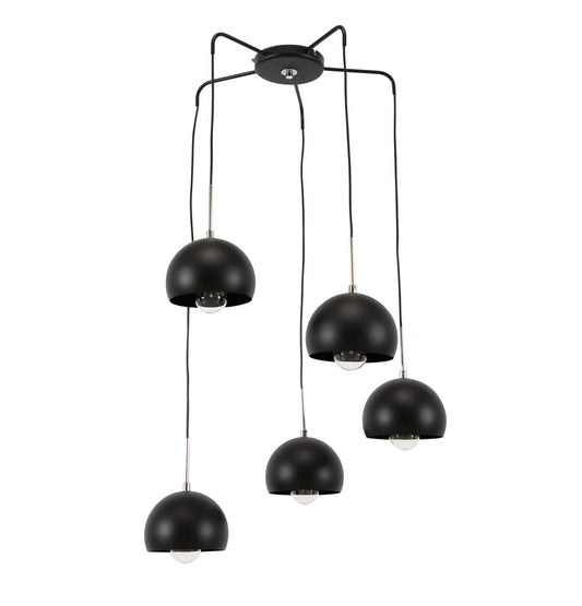 Lampa wisząca Canonus czarna 59x110 cm – pięć kloszy, packshot na białym tle