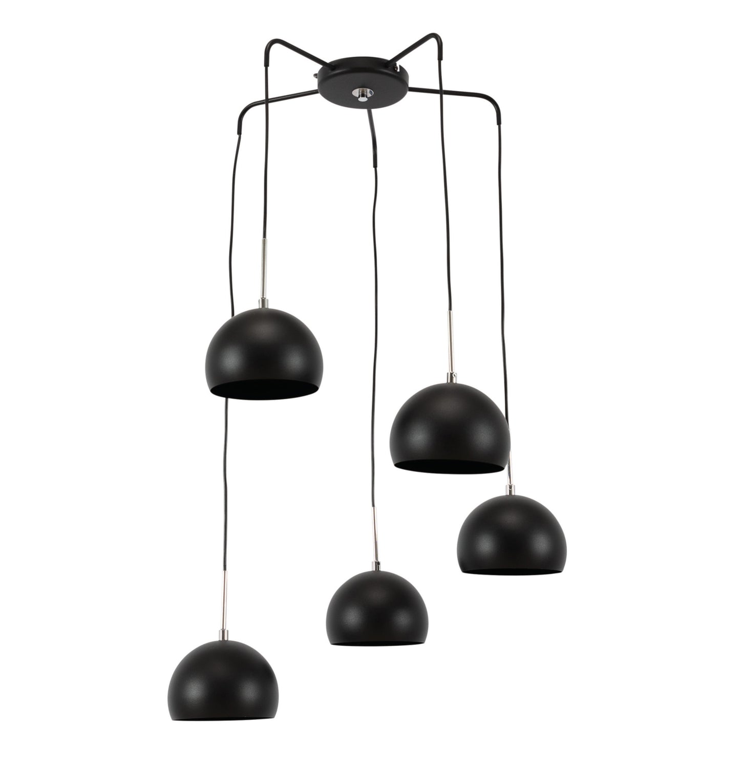 Lampa wisząca Canonus czarna 59x110 cm – widok produktu na białym tle, pięć zwisów