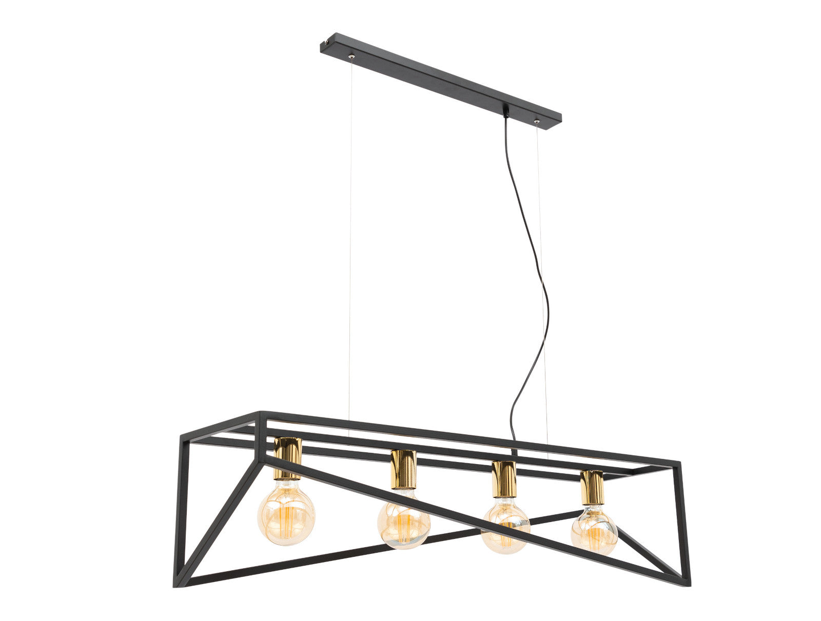 Lampa wisząca Eluvies czarno-złota 25×125 cm – packshot na białym tle