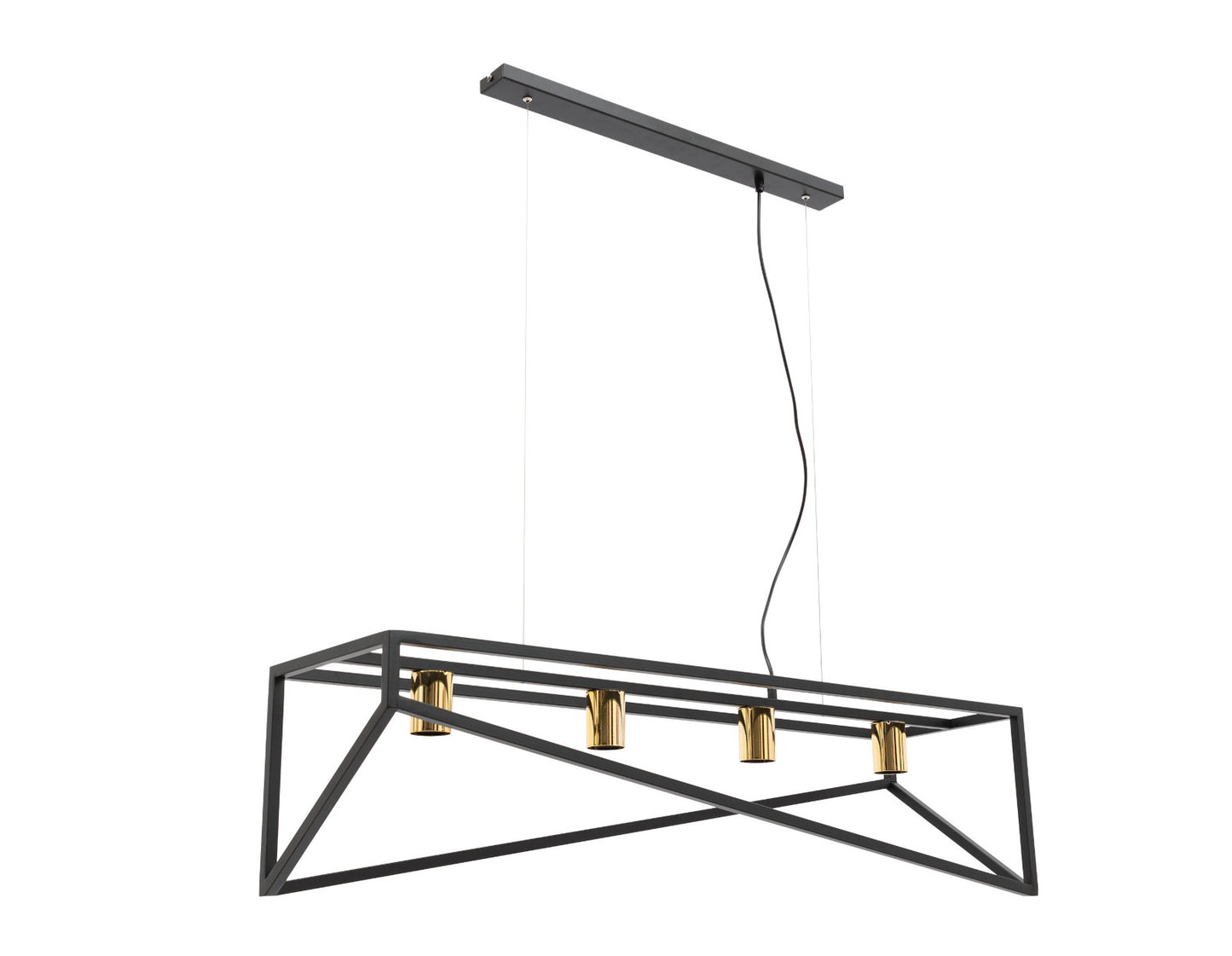 Lampa wisząca Eluvies czarno-złota 25×125 cm – widok perspektywiczny (packshot)