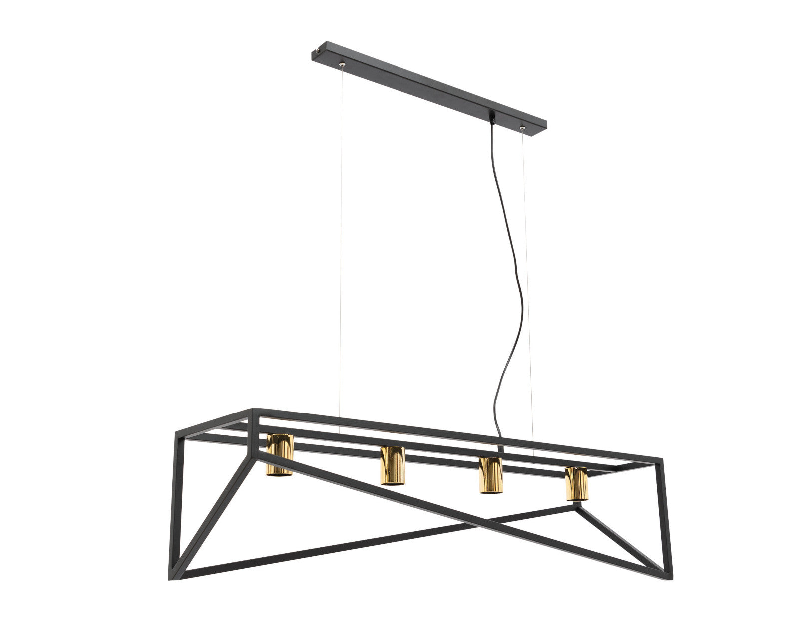 Lampa wisząca Eluvies czarno-złota 25×125 cm – widok perspektywiczny (packshot)