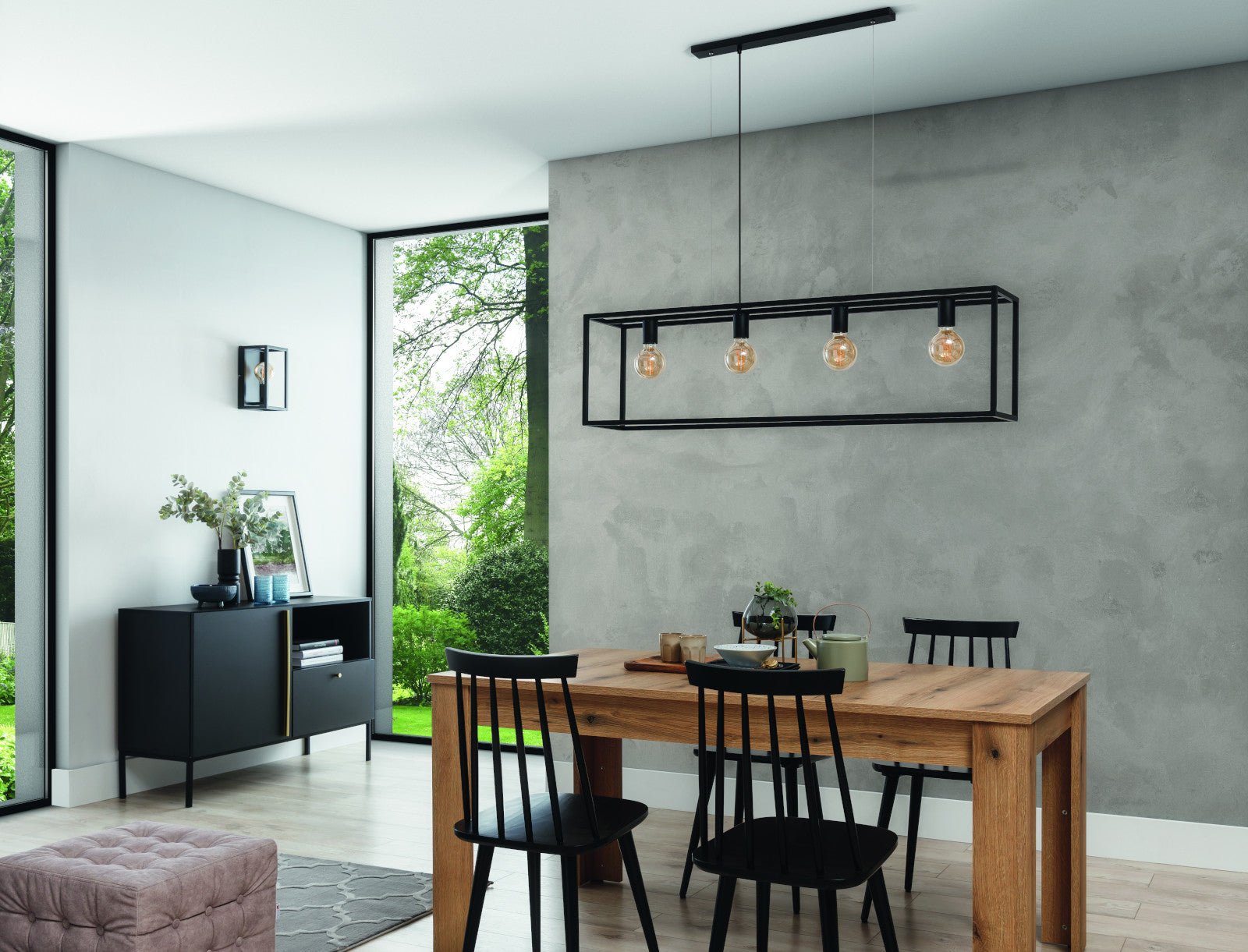 Lampa wisząca Furtim czarna 122×120 cm – aranżacja w jadalni (ujęcie 1)