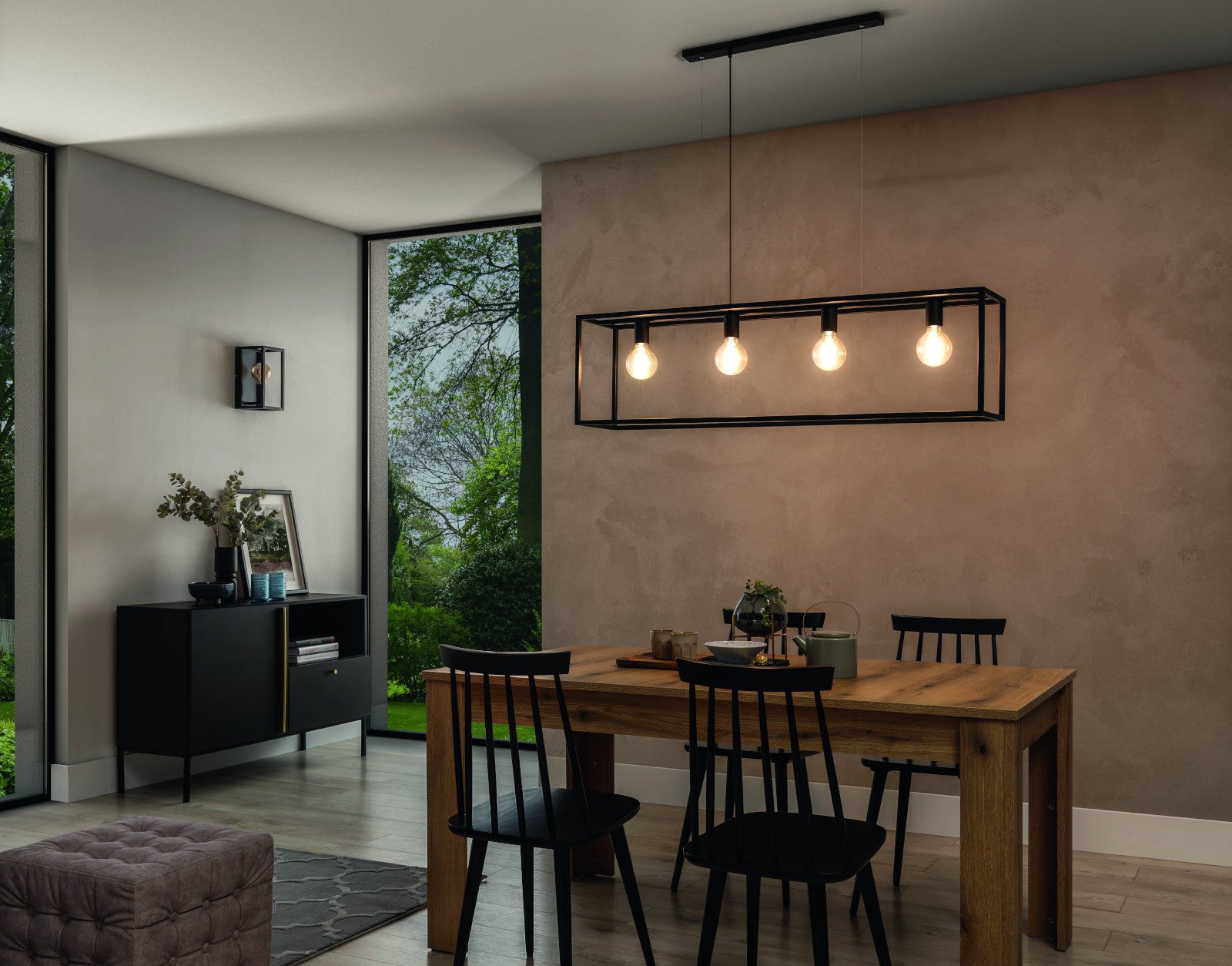 Lampa wisząca Furtim czarna 122×120 cm – aranżacja w jadalni (ujęcie 2)