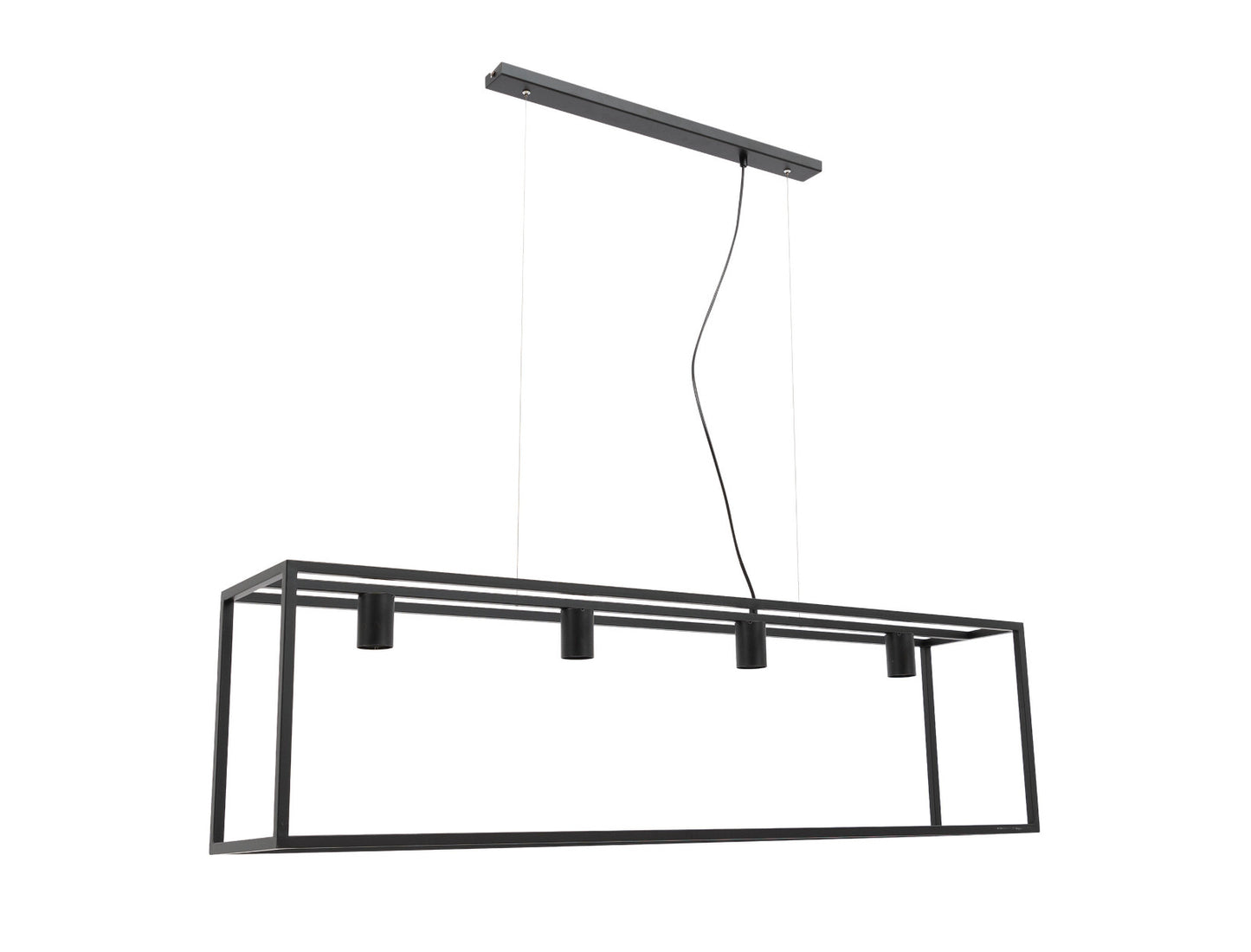 Lampa wisząca Furtim czarna 122×120 cm – widok boczny, 4 punkty świetlne (packshot)