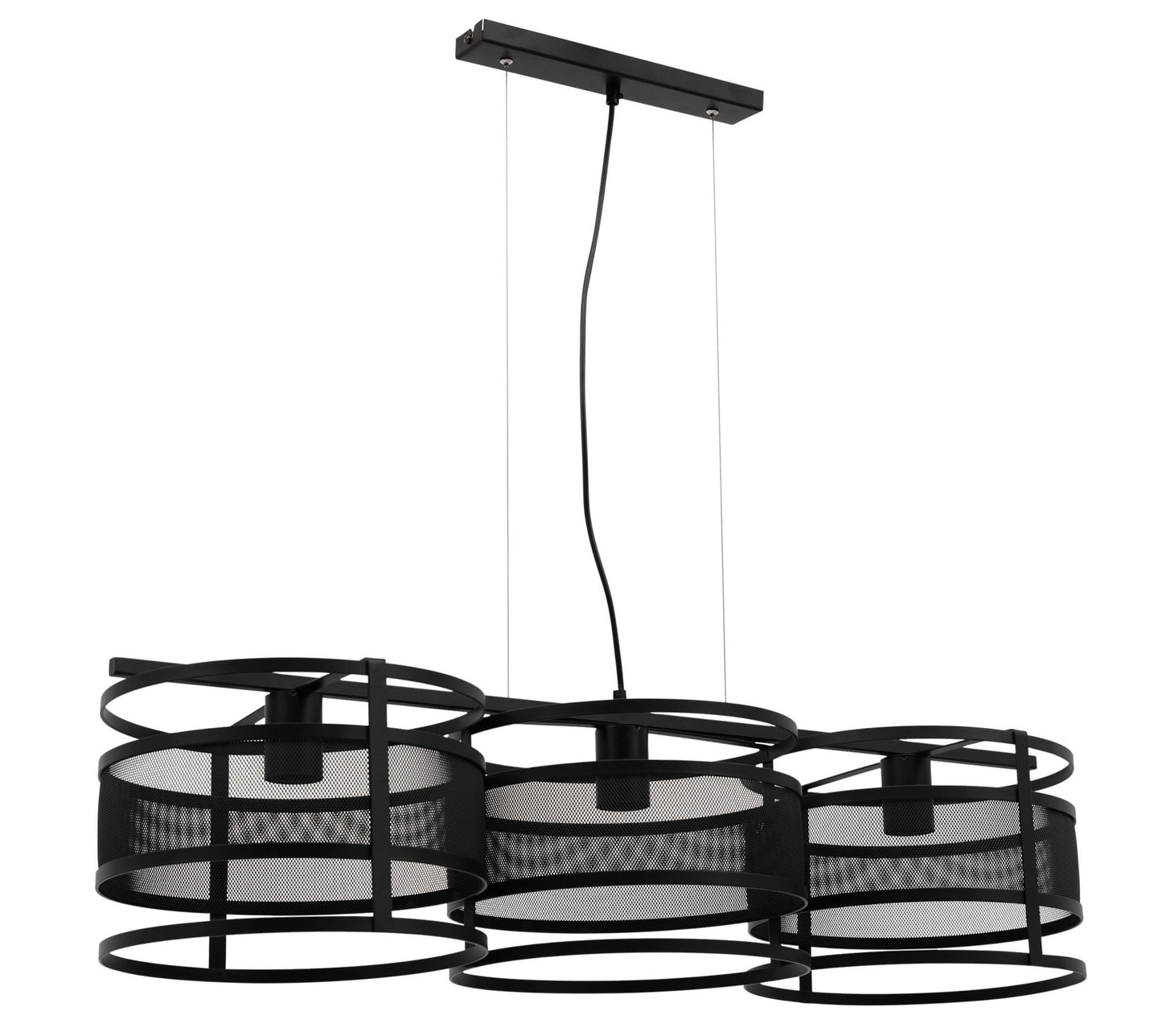 Lampa wisząca Gormar czarna 92×120 cm – packshot na białym tle (ujęcie perspektywiczne)