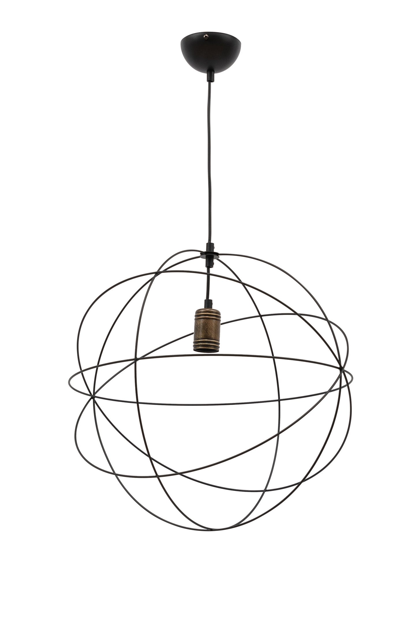 Lampa wisząca Olinto czarna 45×130 cm – aranżacja w salonie przy zapalonym świetle