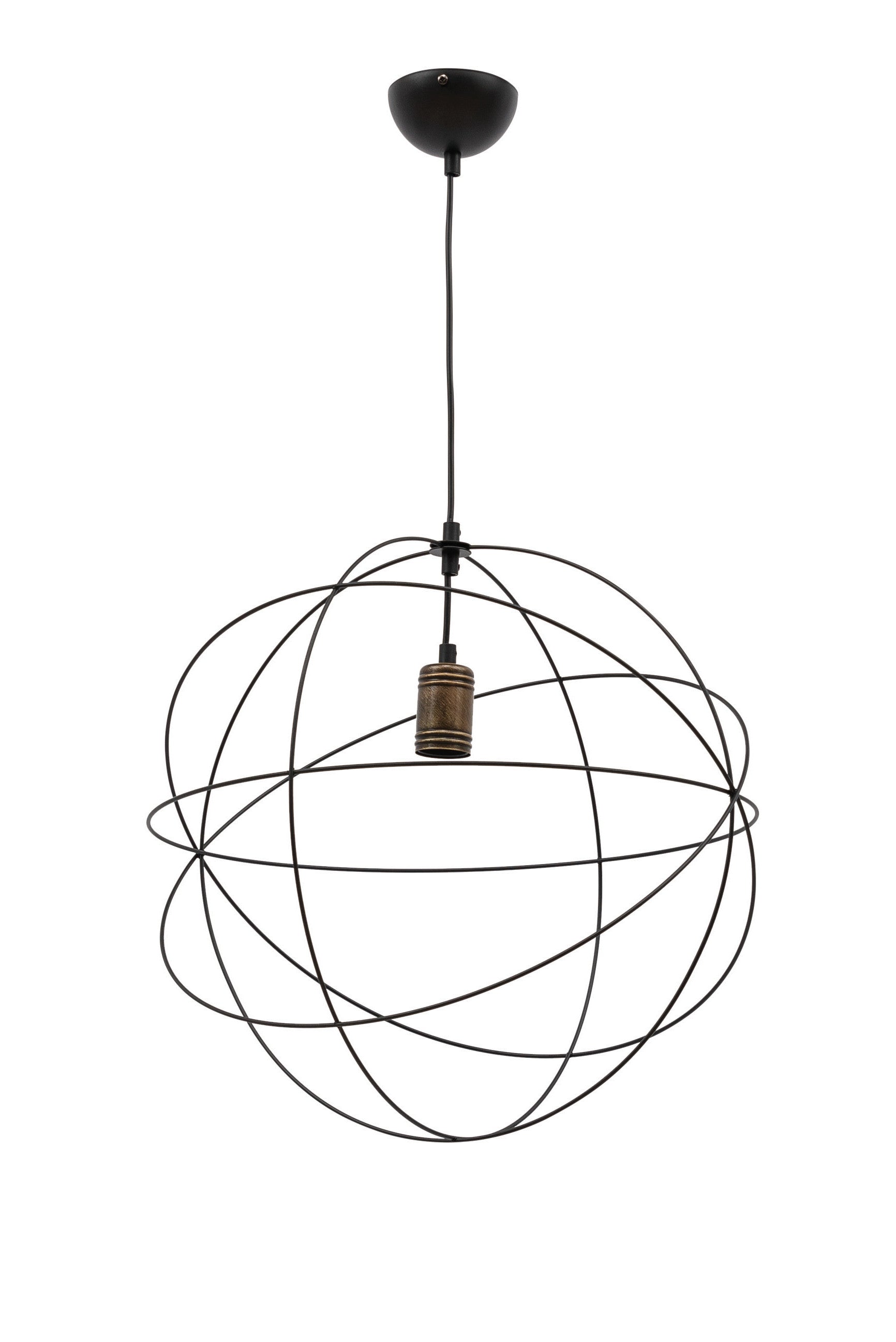 Lampa wisząca Olinto czarna 45×130 cm – aranżacja w salonie przy zapalonym świetle