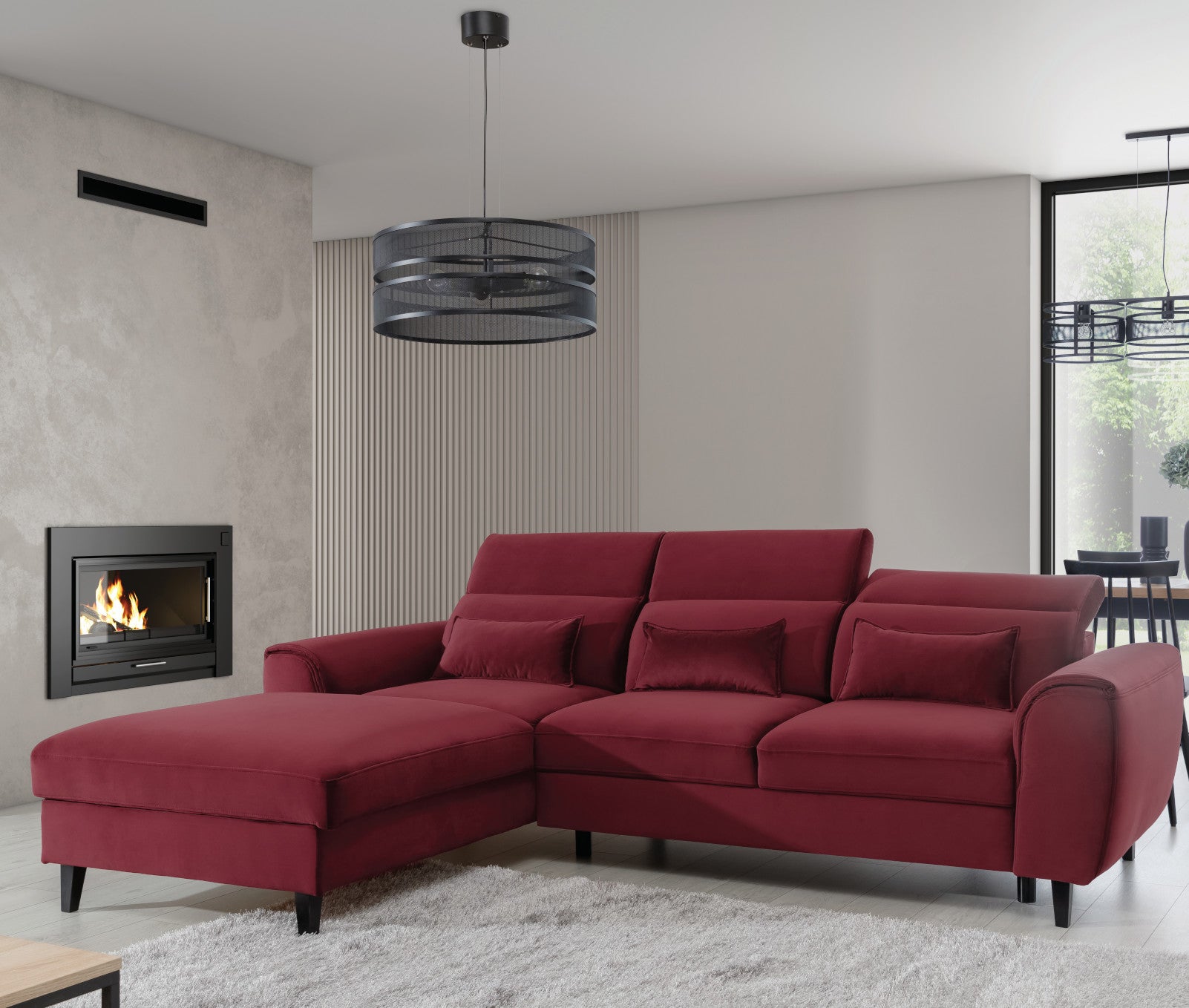 Lampa wisząca Orabela A czarna 55×120 cm – aranżacja w salonie (ujęcie 2)