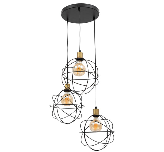 Lampa wisząca potrójna Olinto czarna 52×120 cm – packshot na białym tle (front)
