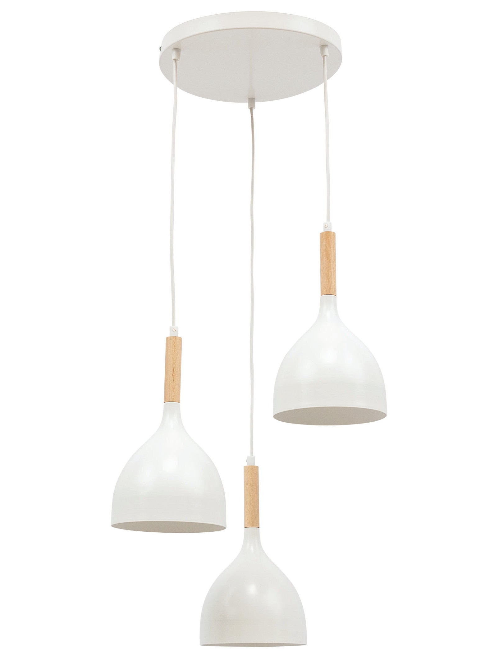 Lampa wisząca potrójna Woldes biała 42×110 cm – packshot na białym tle (front)