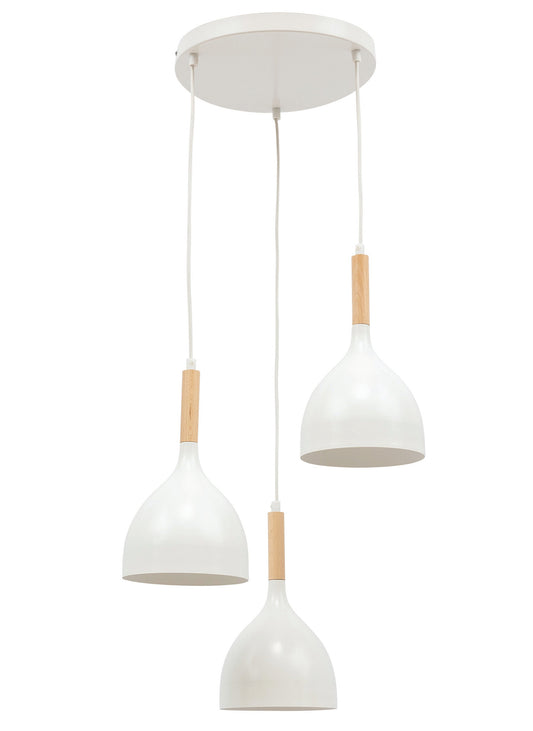Lampa wisząca potrójna Woldes biała 42×110 cm – packshot na białym tle (front)