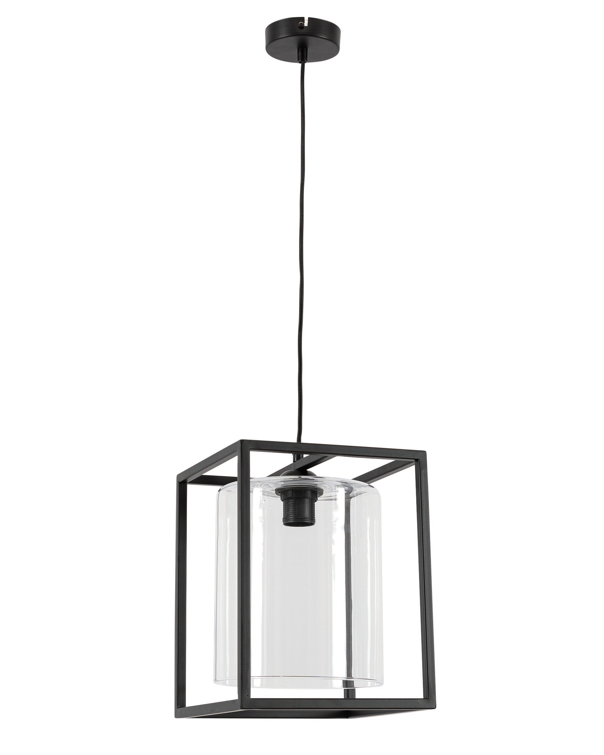 Lampa wisząca Quadratus czarna 23×120 cm – packshot na białym tle (widok z boku)
