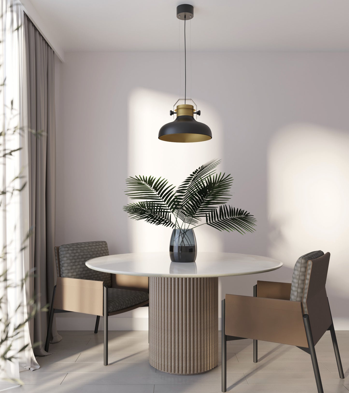 Lampa wisząca Stealle czarno-złota 40×130 cm – aranżacja nad stołem w jadalni (ujęcie 2)