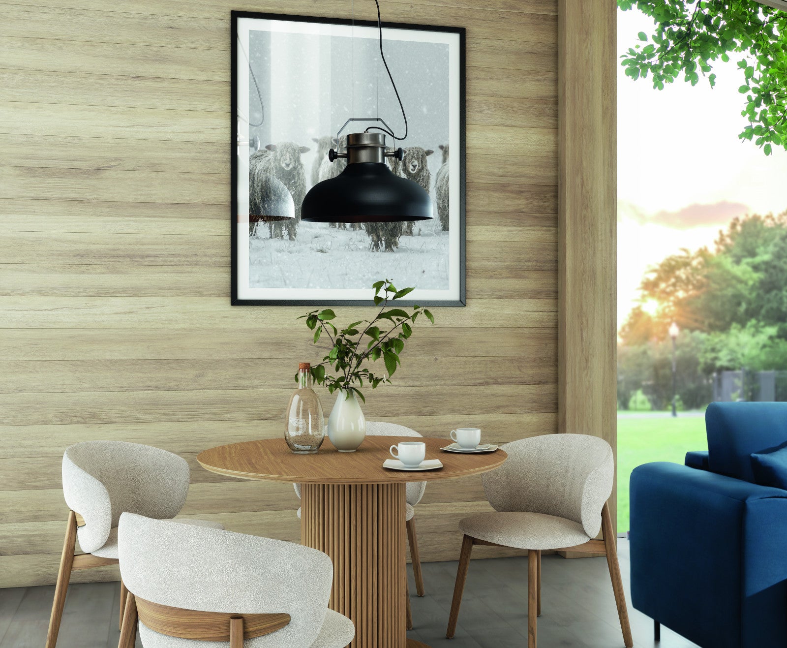 Lampa wisząca Stealle czarny/srebrny 40×130 cm – aranżacja nad stołem w jadalni (ujęcie 2)