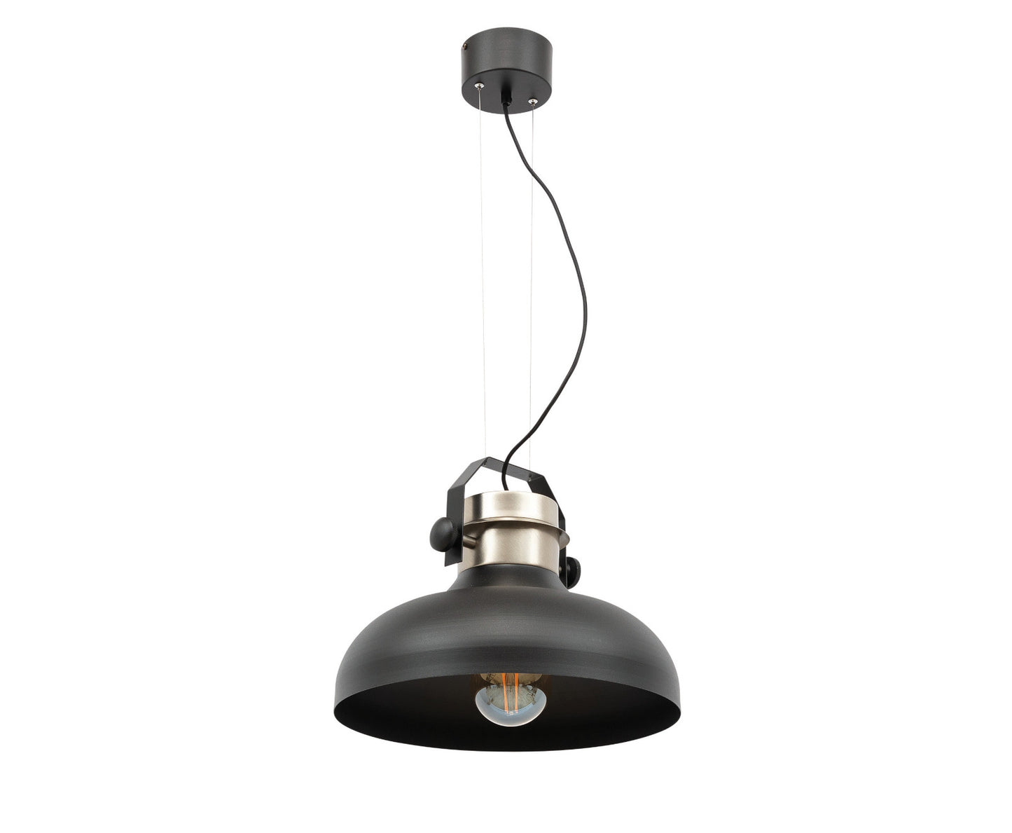 Lampa wisząca Stealle czarny/srebrny 40×130 cm – packshot na białym tle z żarówką