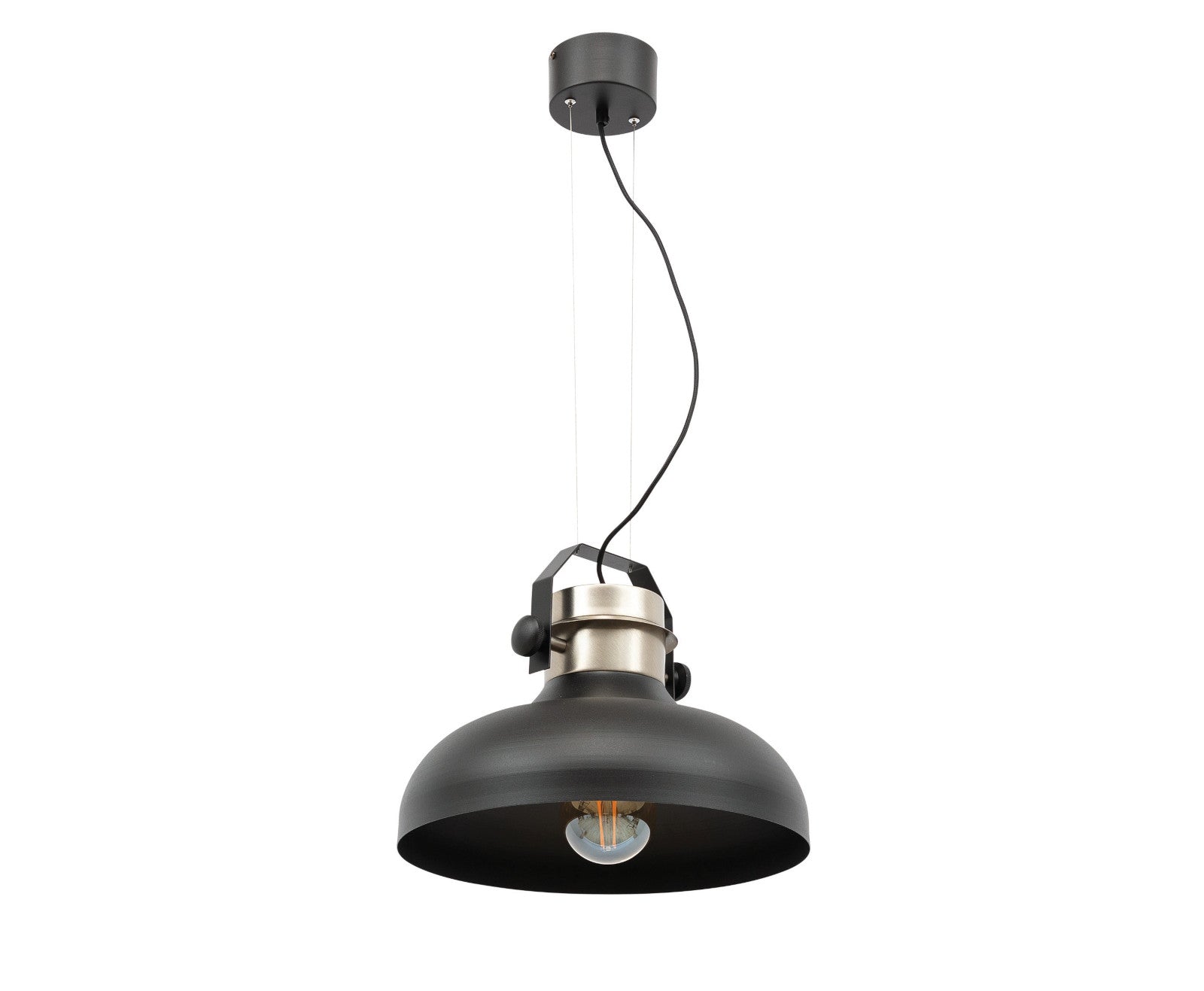 Lampa wisząca Stealle czarny/srebrny 40×130 cm – packshot na białym tle z żarówką
