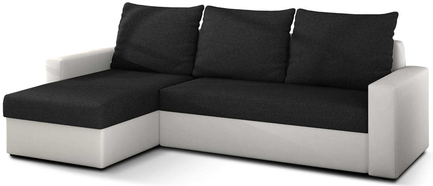 Narożnik Livio czarny z białą podstawą Soft 17 – zdjęcie produktowe na białym tle.